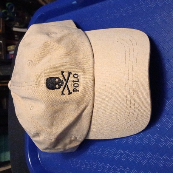 Polo Ralph Lauren Khaki & Black 'Scull&Bone' NWOT Adjustable Buckle Strap, OSFA - Picture 1 of 4